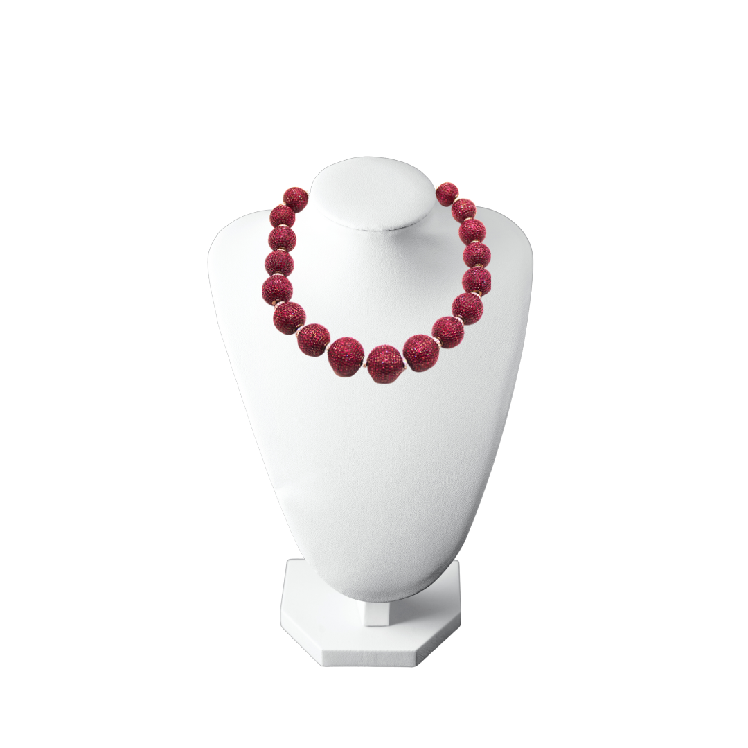 18K White Gold Ruby Diamond Necklace