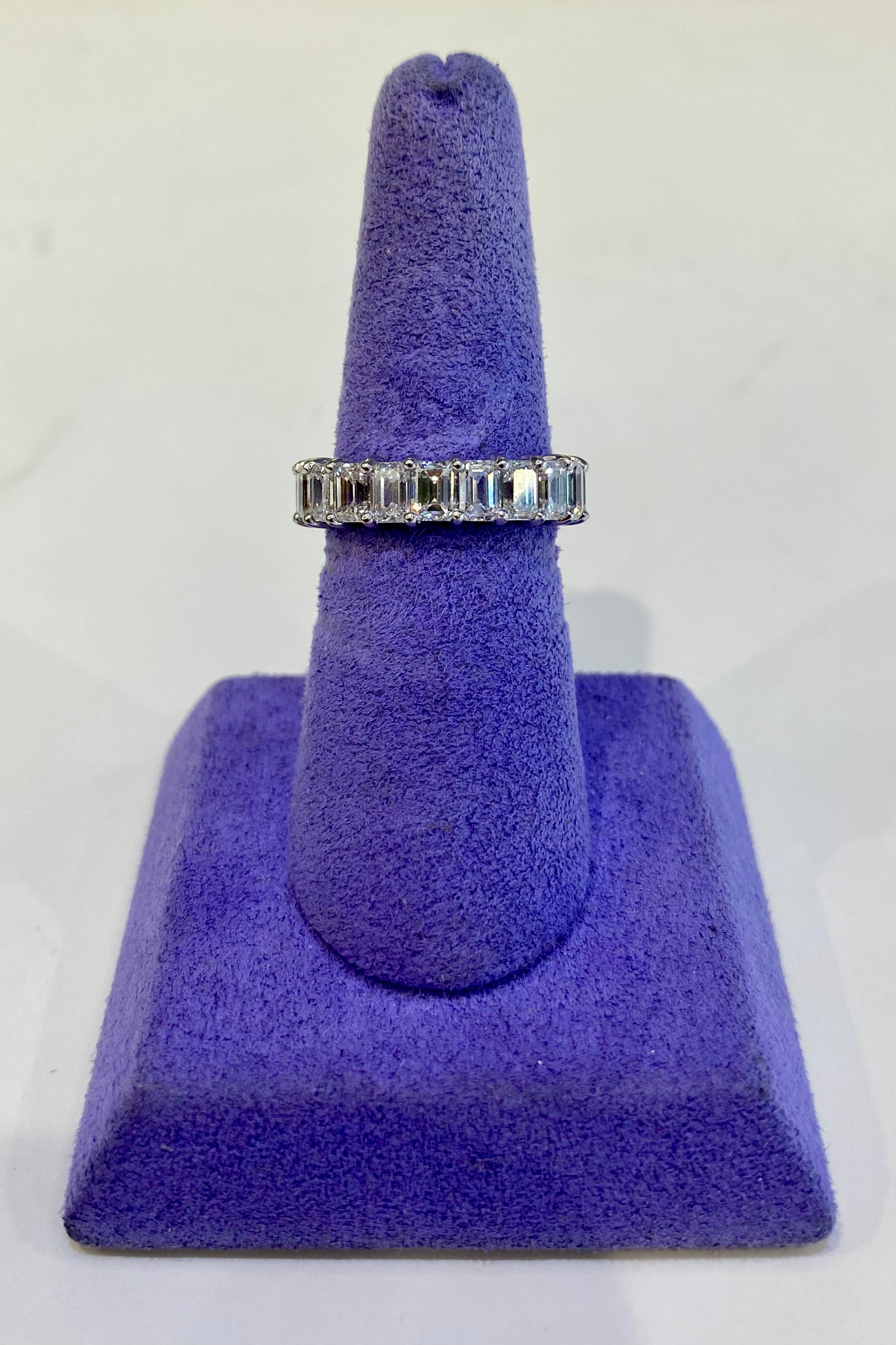 18K WHITE GOLD EMERALD CUT ETERNITY RING