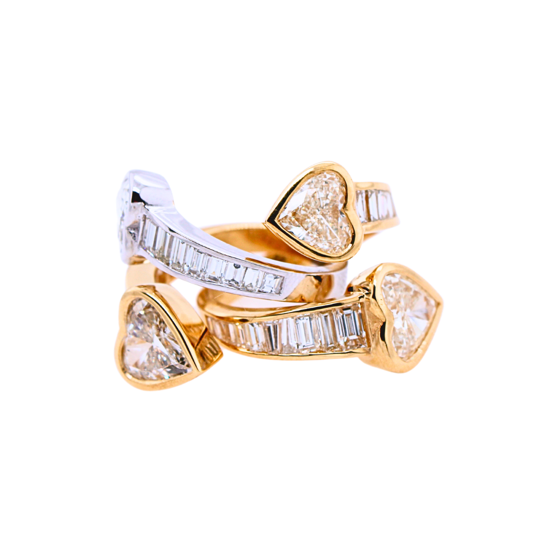 2 Heart Shaped Yellow Gold Ring
