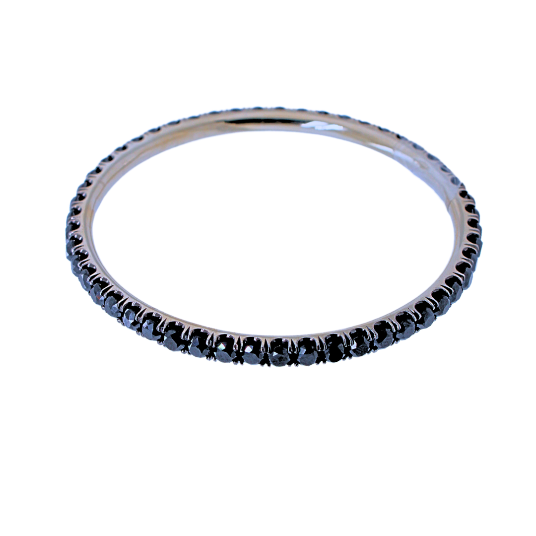 14K White Gold Black Diamonds Bangle