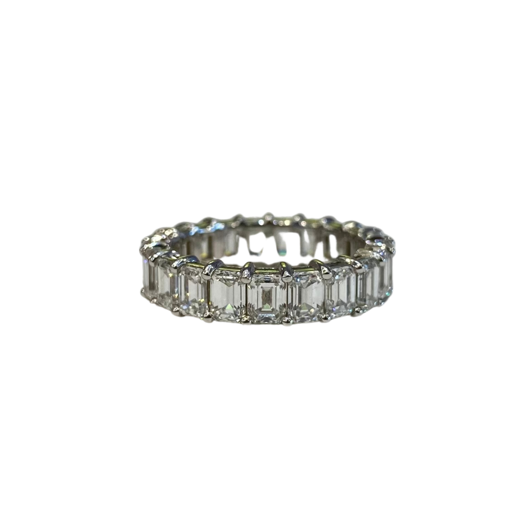 18K WHITE GOLD EMERALD CUT ETERNITY RING