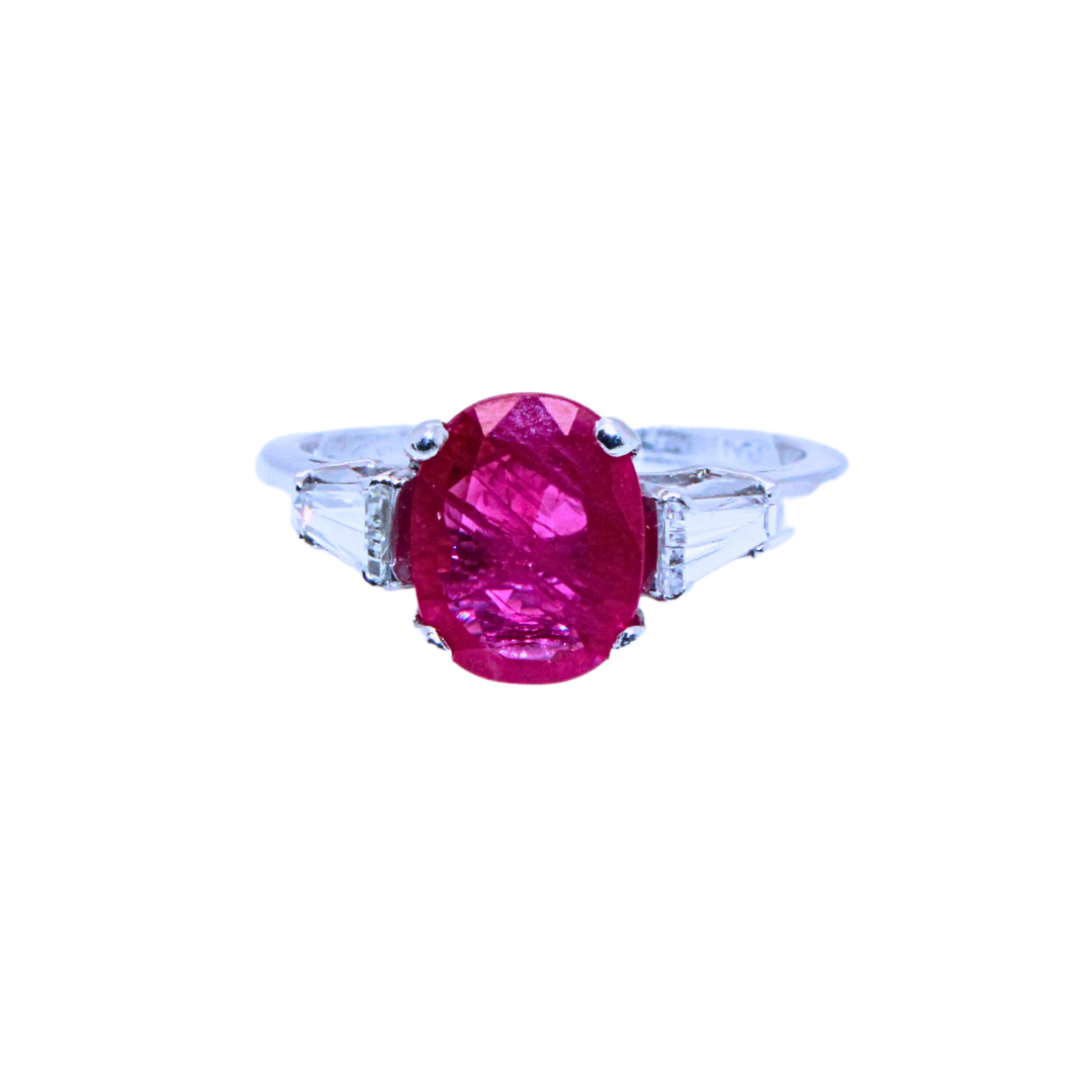 Oval Ruby Platinum Ring