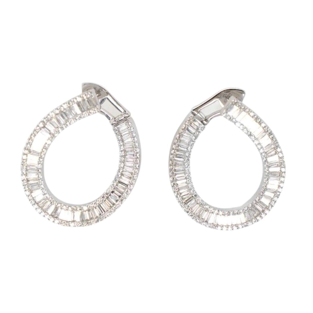 Diamond Hoop Earrings In 18K White Gold