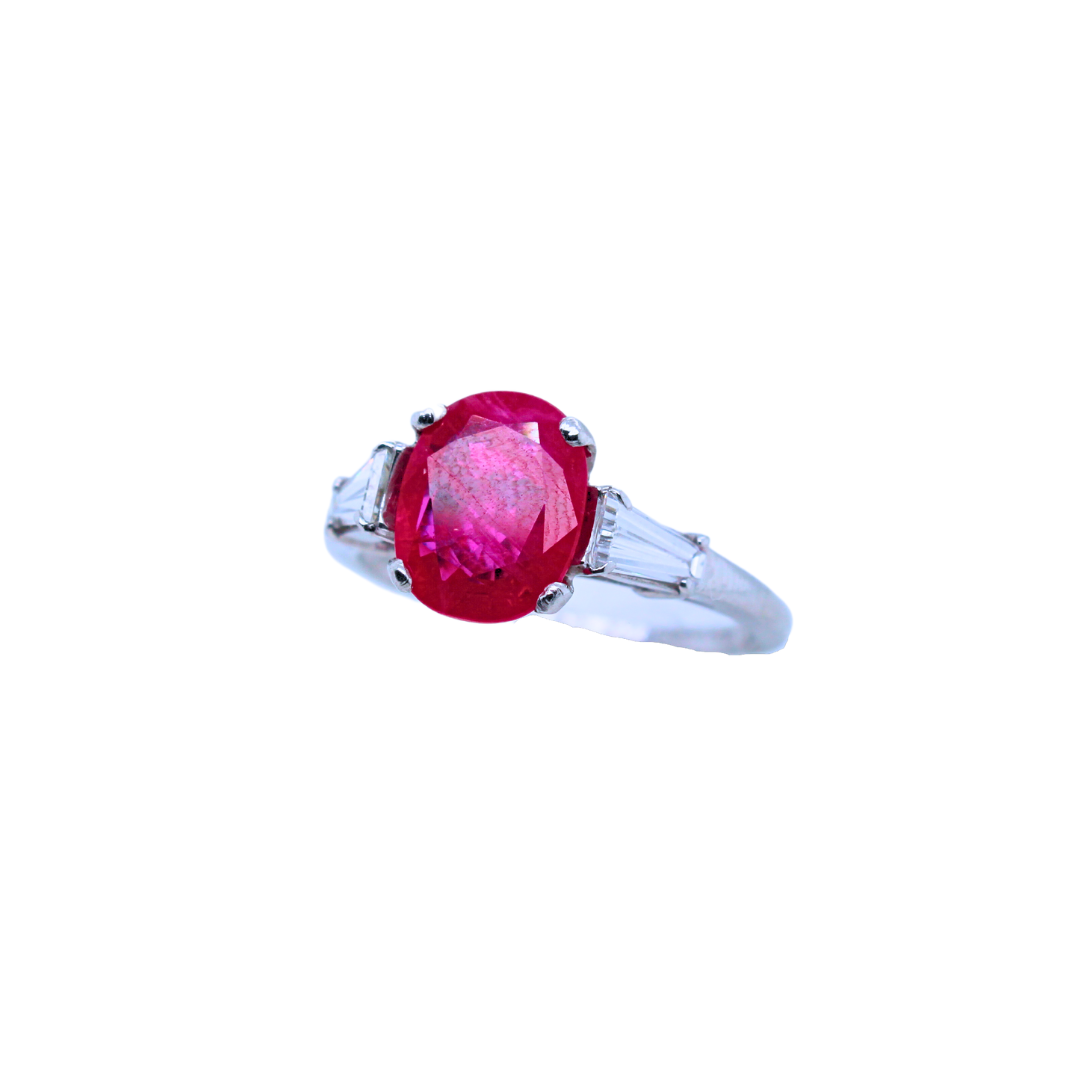 Oval Ruby Platinum Ring