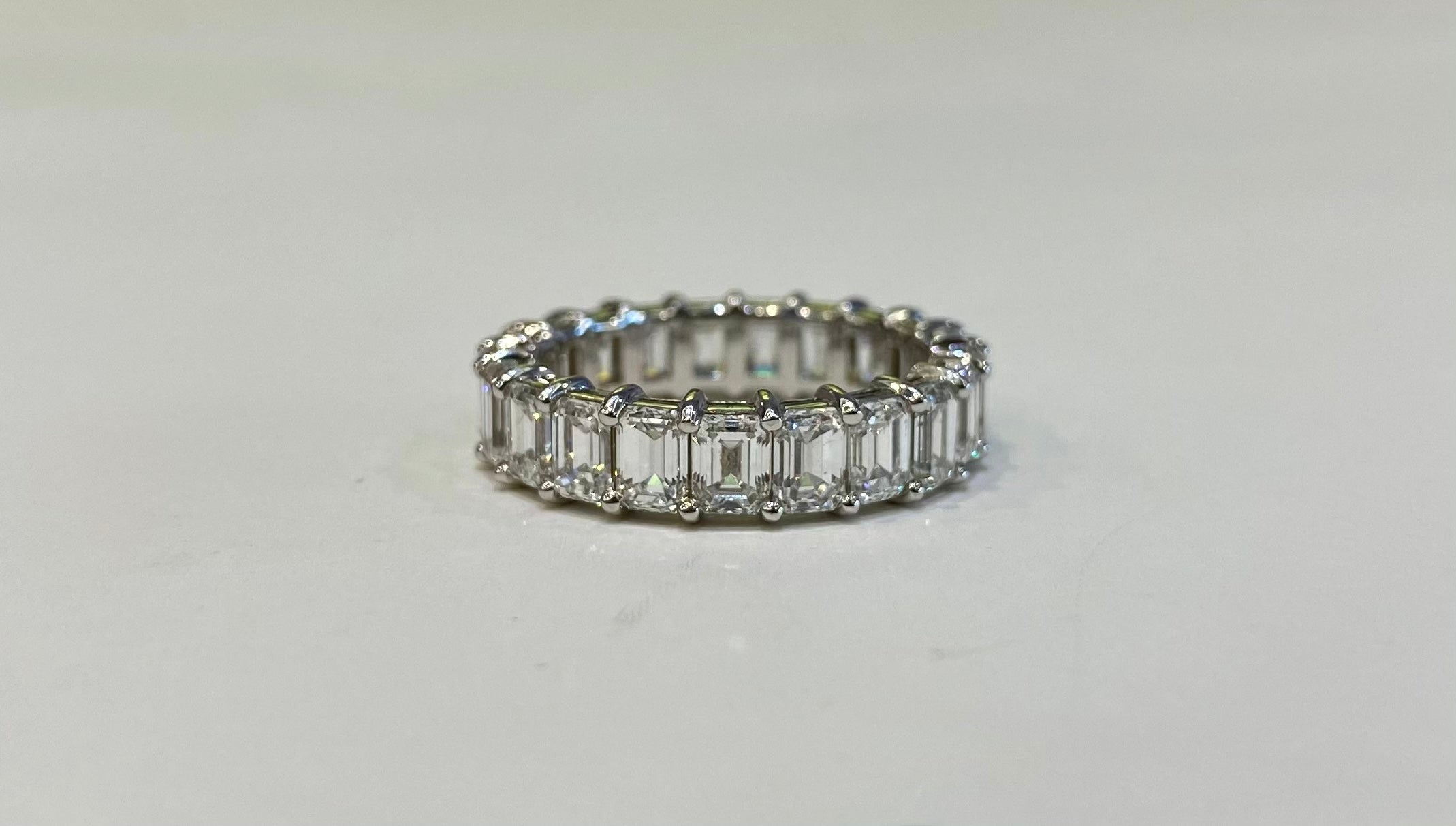 18KWG Emerald Cut Diamond Eternity Band 