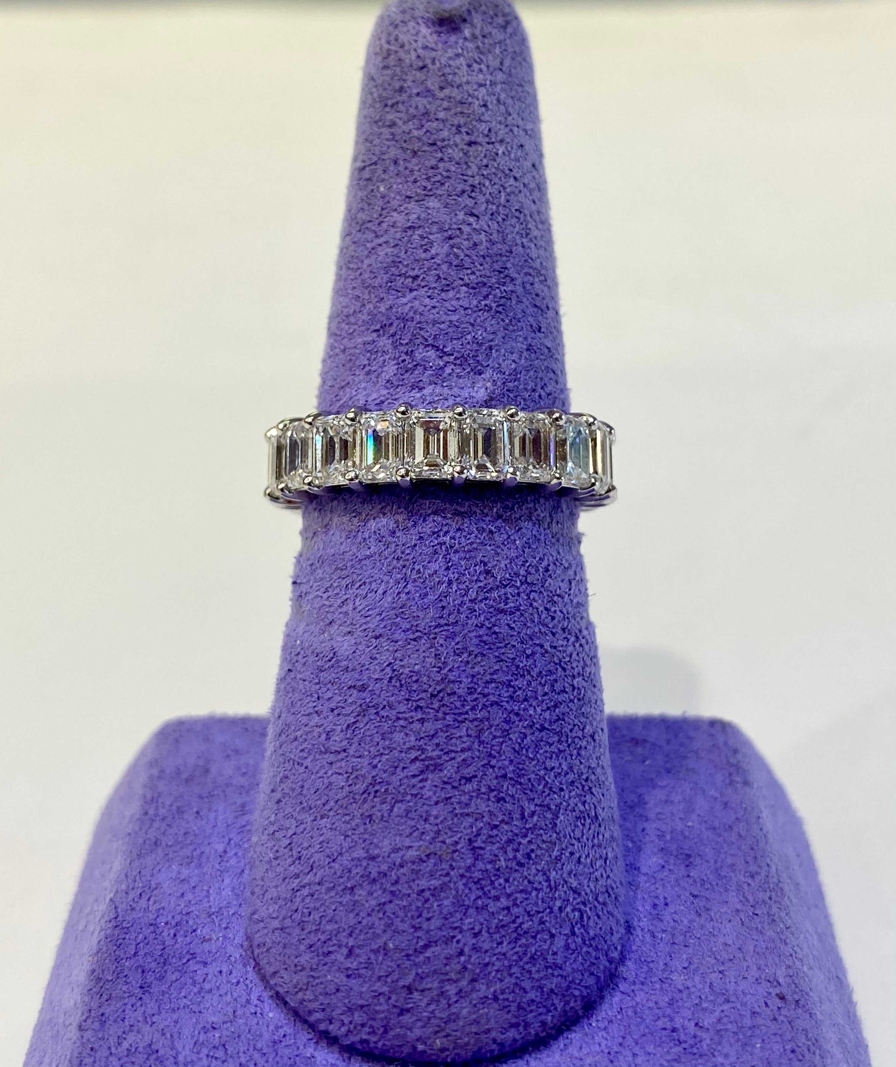 18K WHITE GOLD EMERALD CUT ETERNITY RING