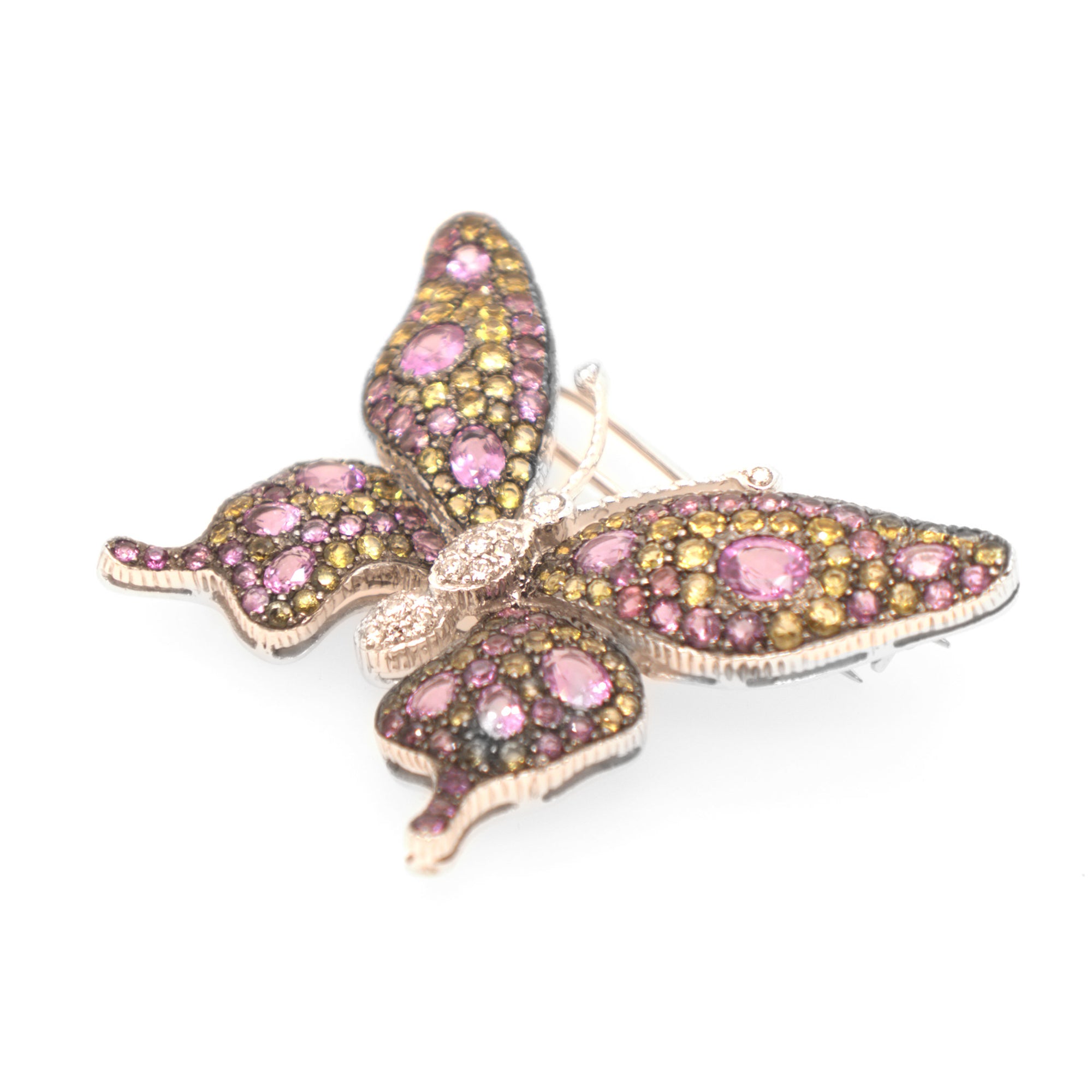 Butterfly Diamond And Pink Sapphire Brooch
