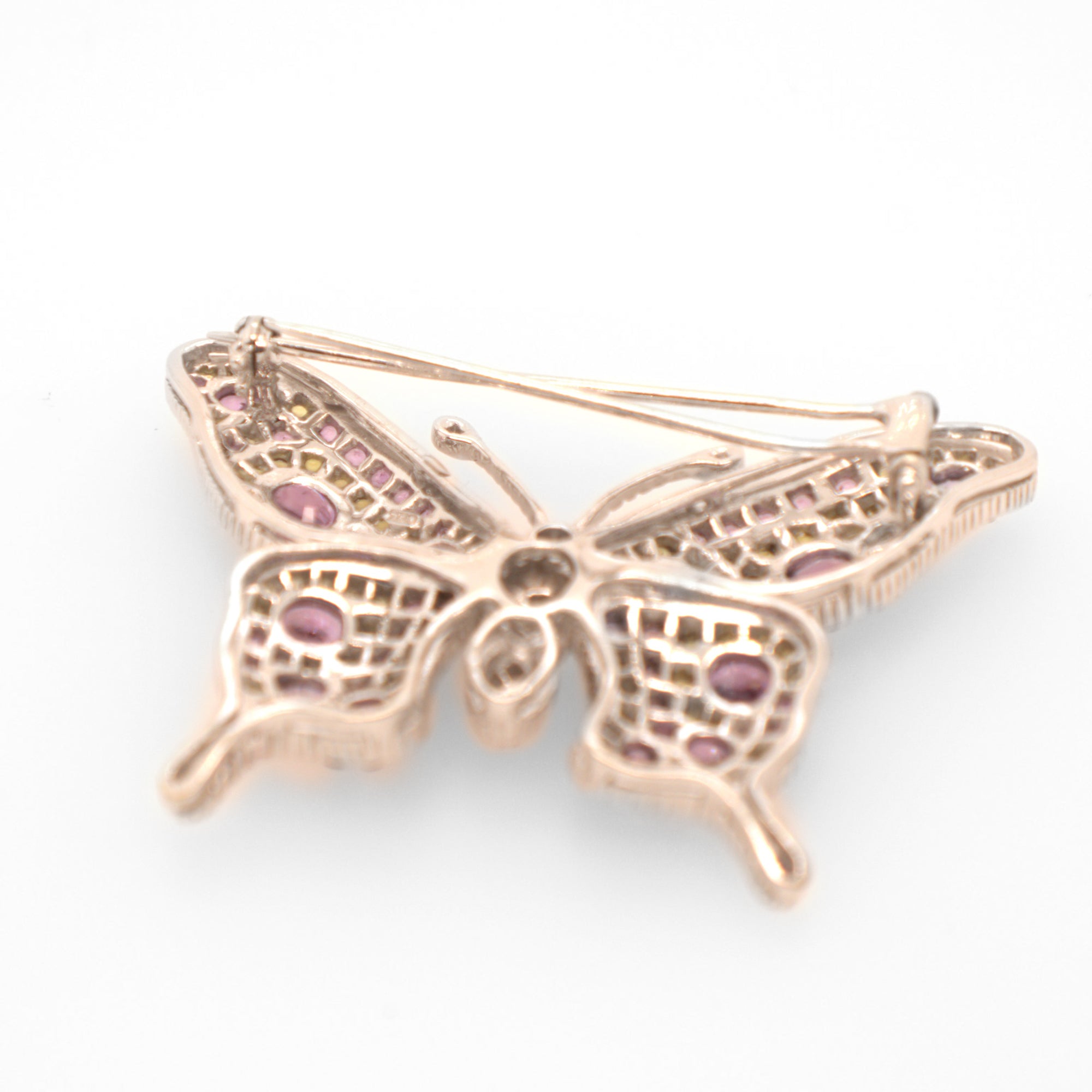 Butterfly Diamond And Pink Sapphire Brooch