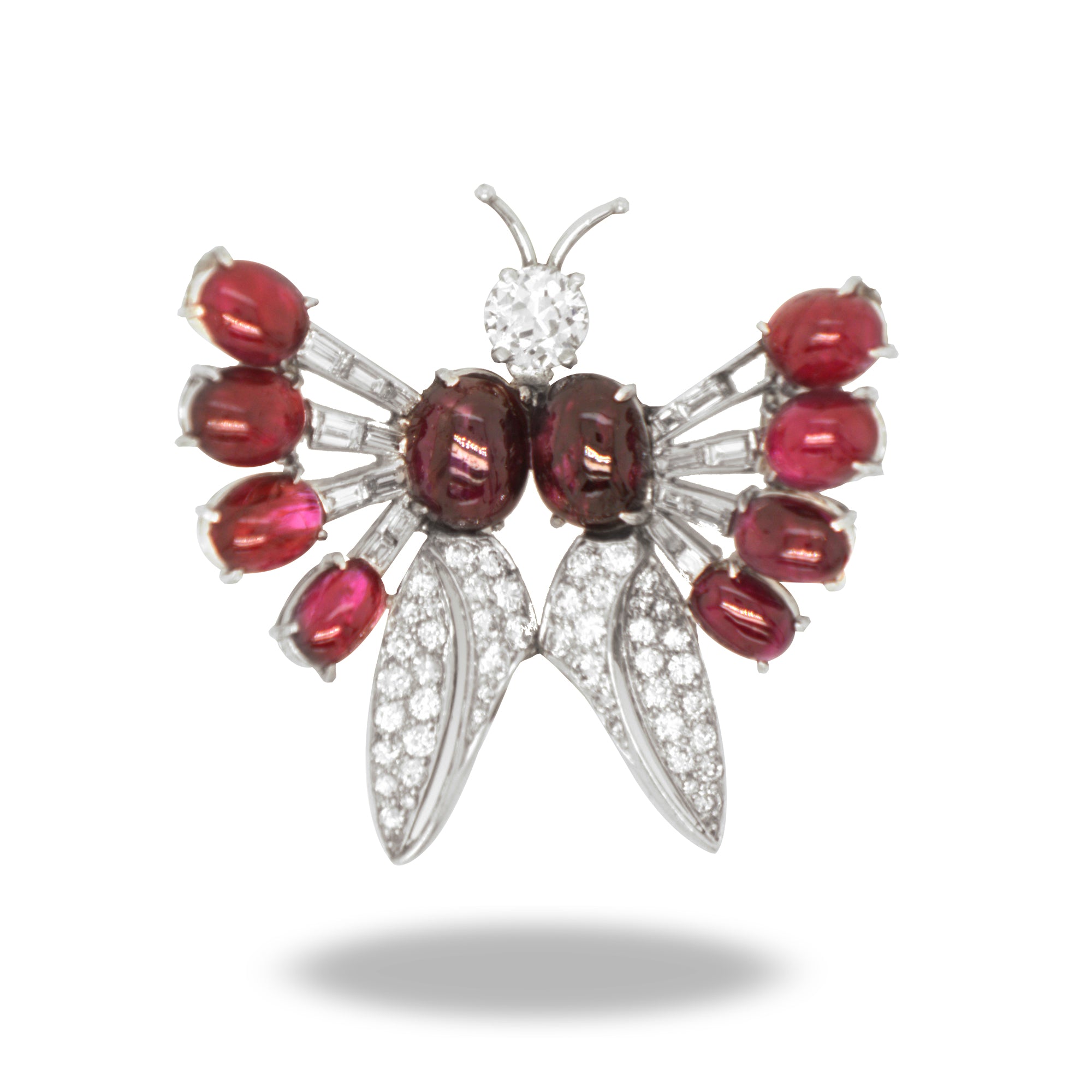 Ruby and Diamond Butterfly Brooch
