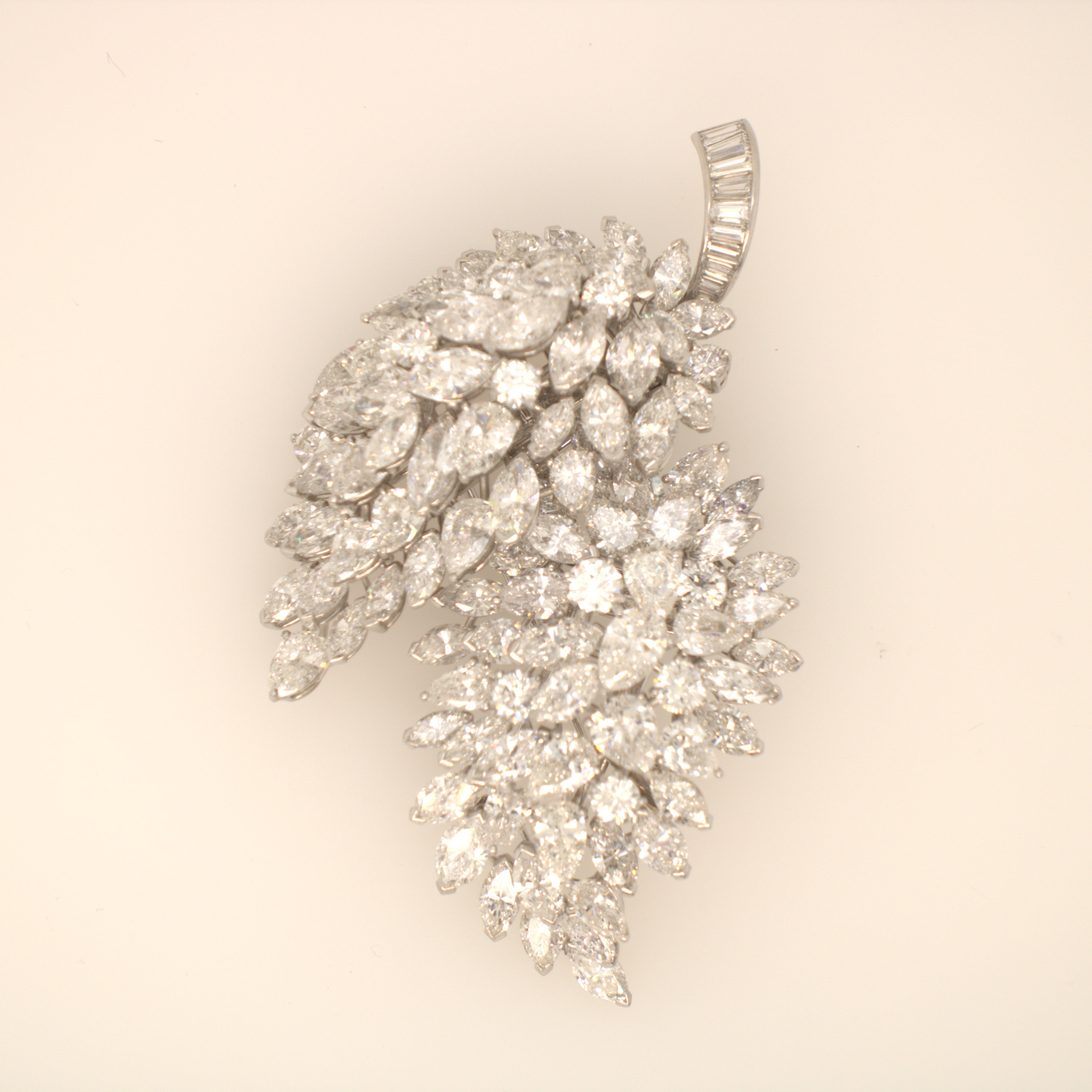 Double Pin Platinum Diamond Brooch