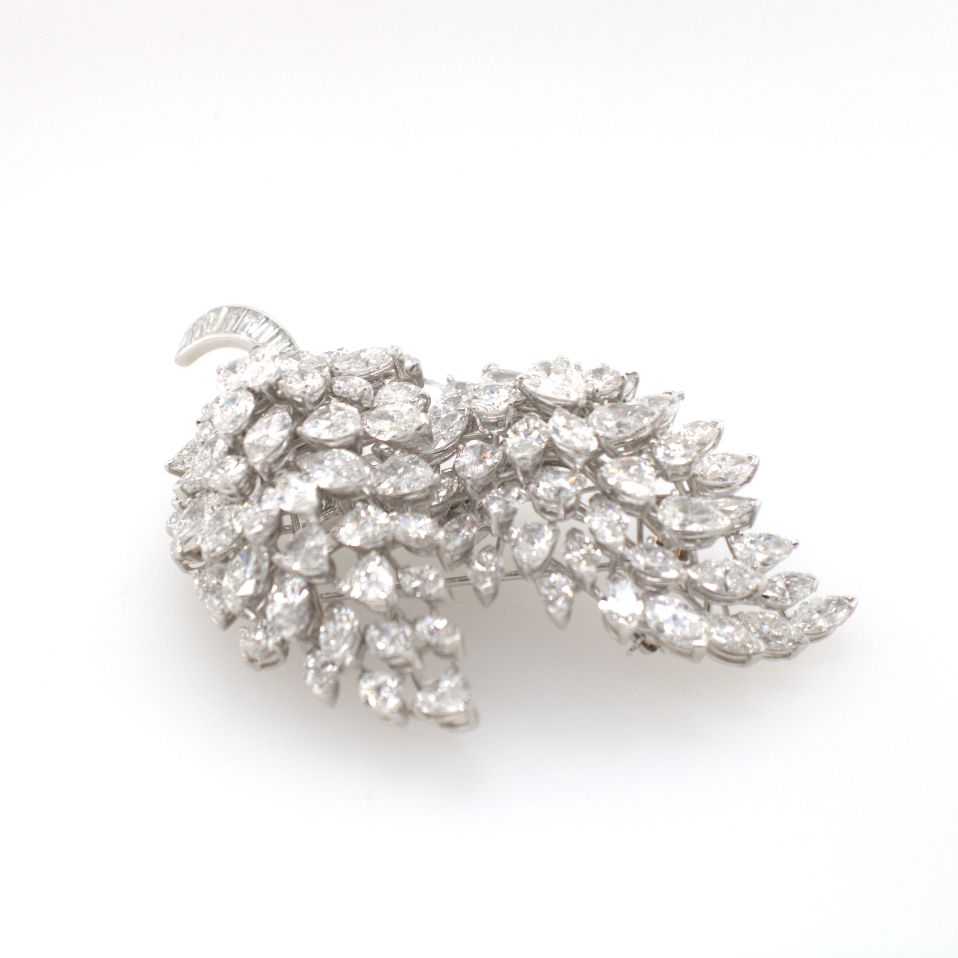 Double Pin Platinum Diamond Brooch