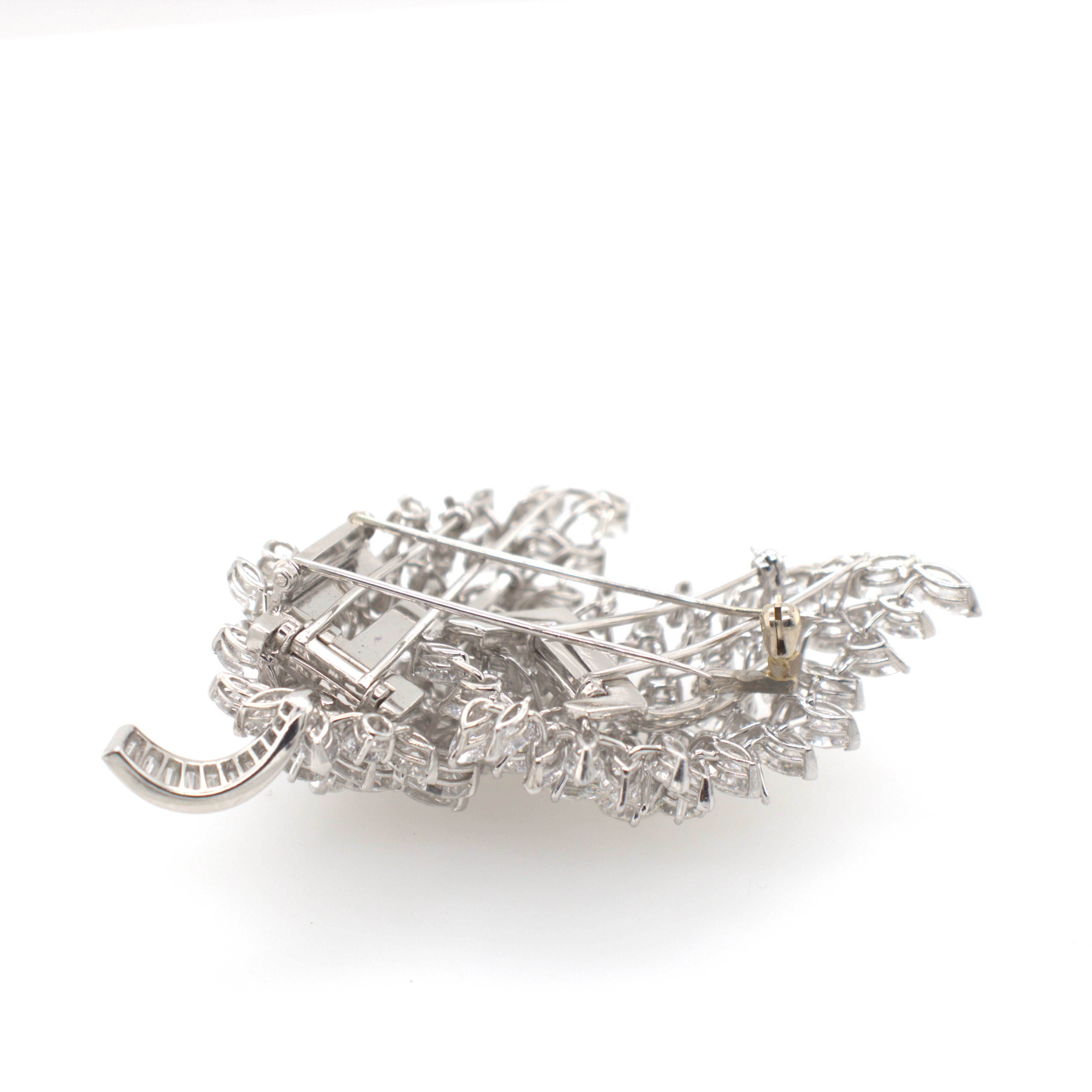 Double Pin Platinum Diamond Brooch