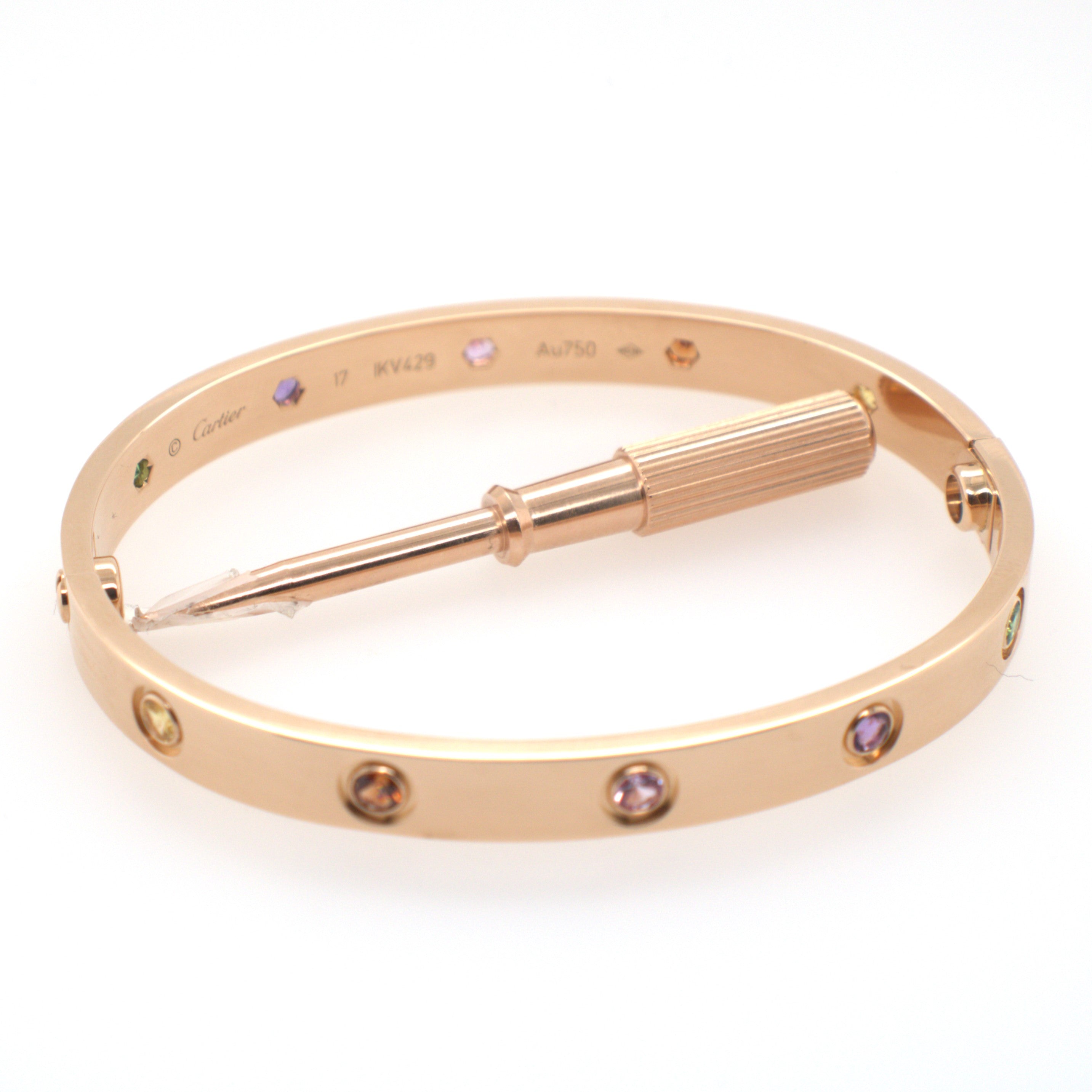 Cartier Bangle with Multi-color Gemstones in 18K Rose Gold