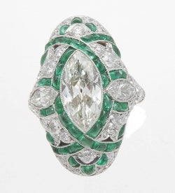 PLAT MARQUISE EMERALD RING