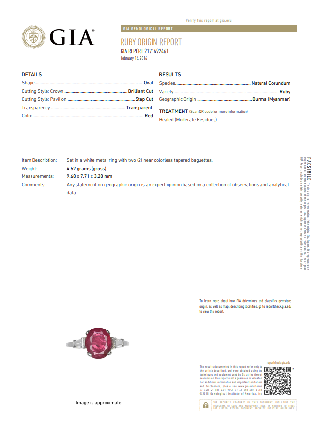 Oval Ruby Platinum Ring