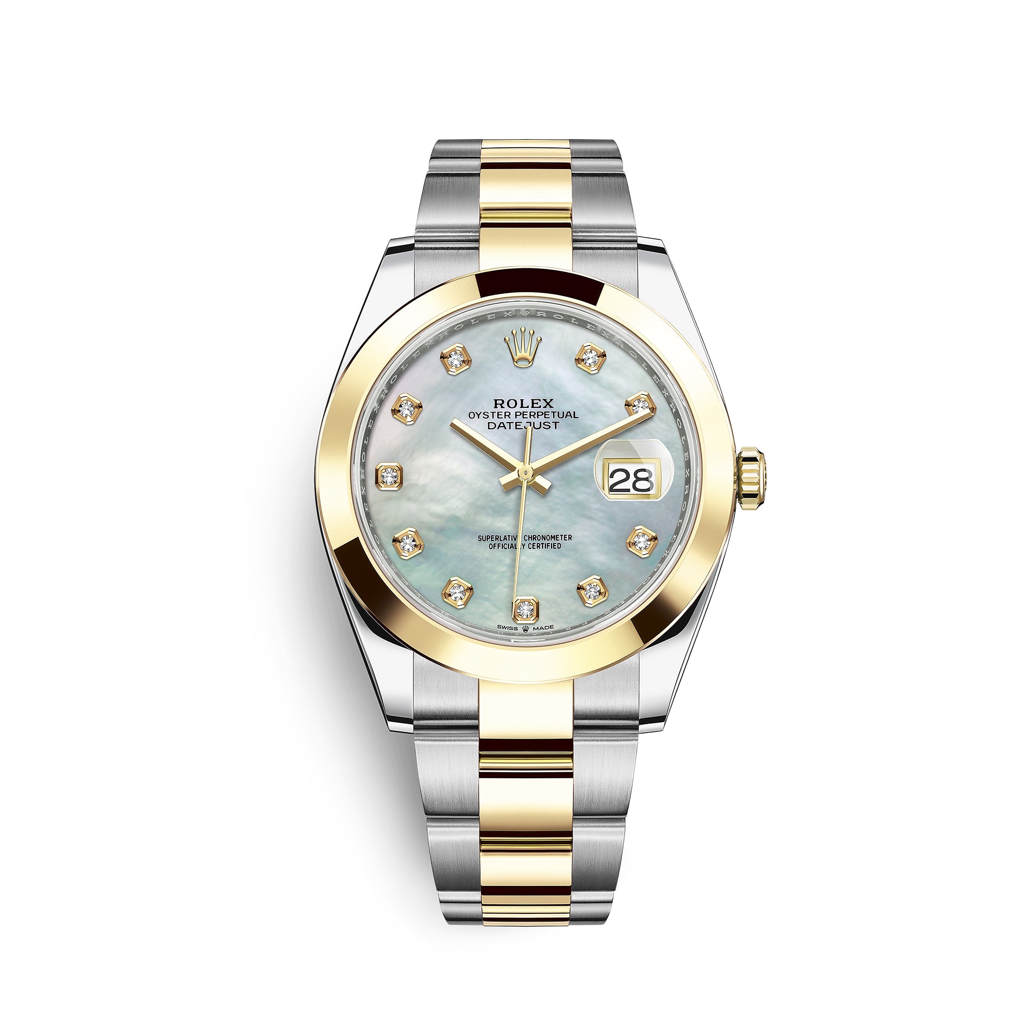 Rolex DateJust Yellow Gold 41 MM M.O.P. Diamond Dial Watch 126303