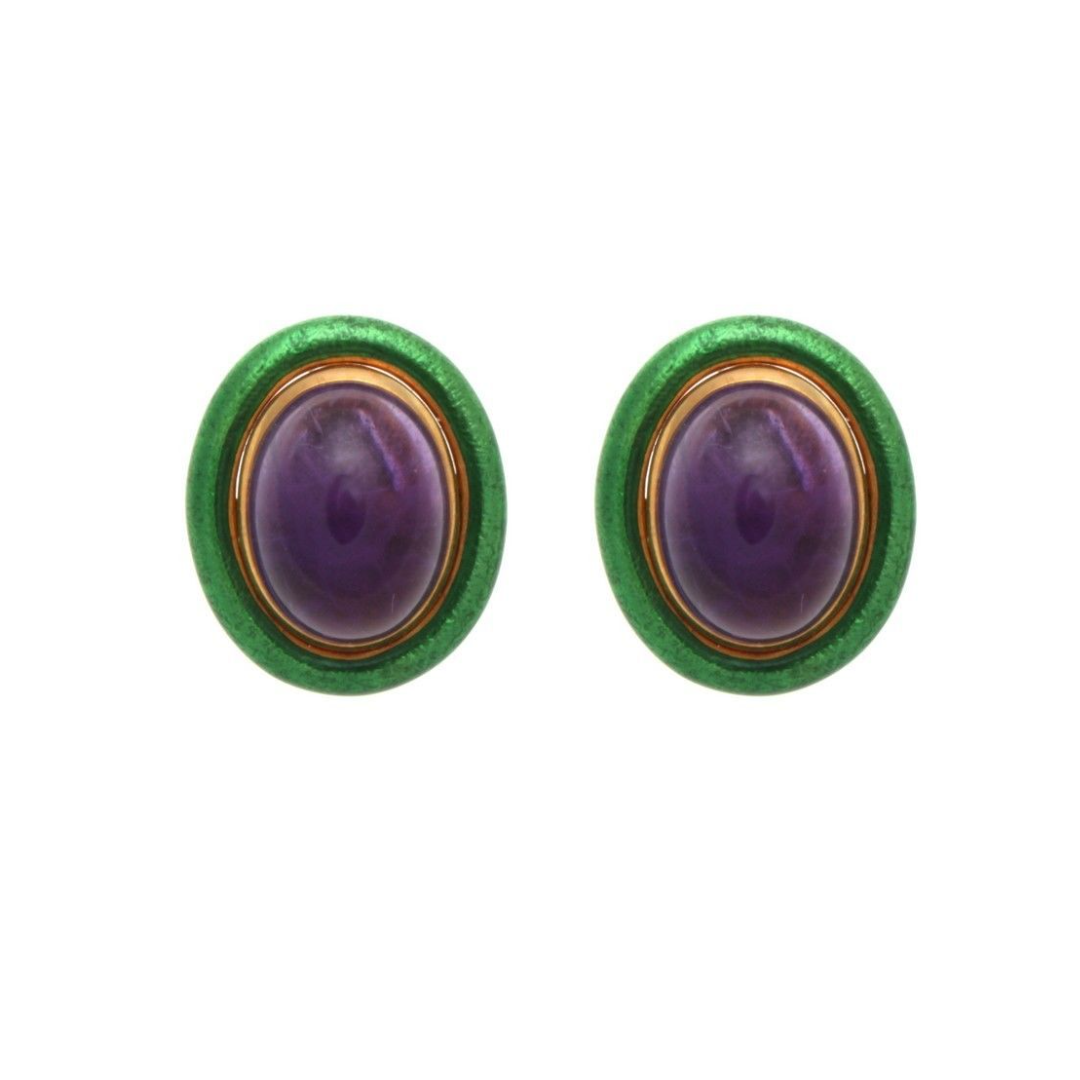 Vintage David Webb Amethyst and Green Enamel